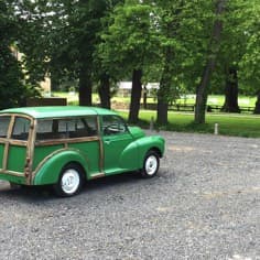 Une Morris Minor s’intègre au décor naturel.